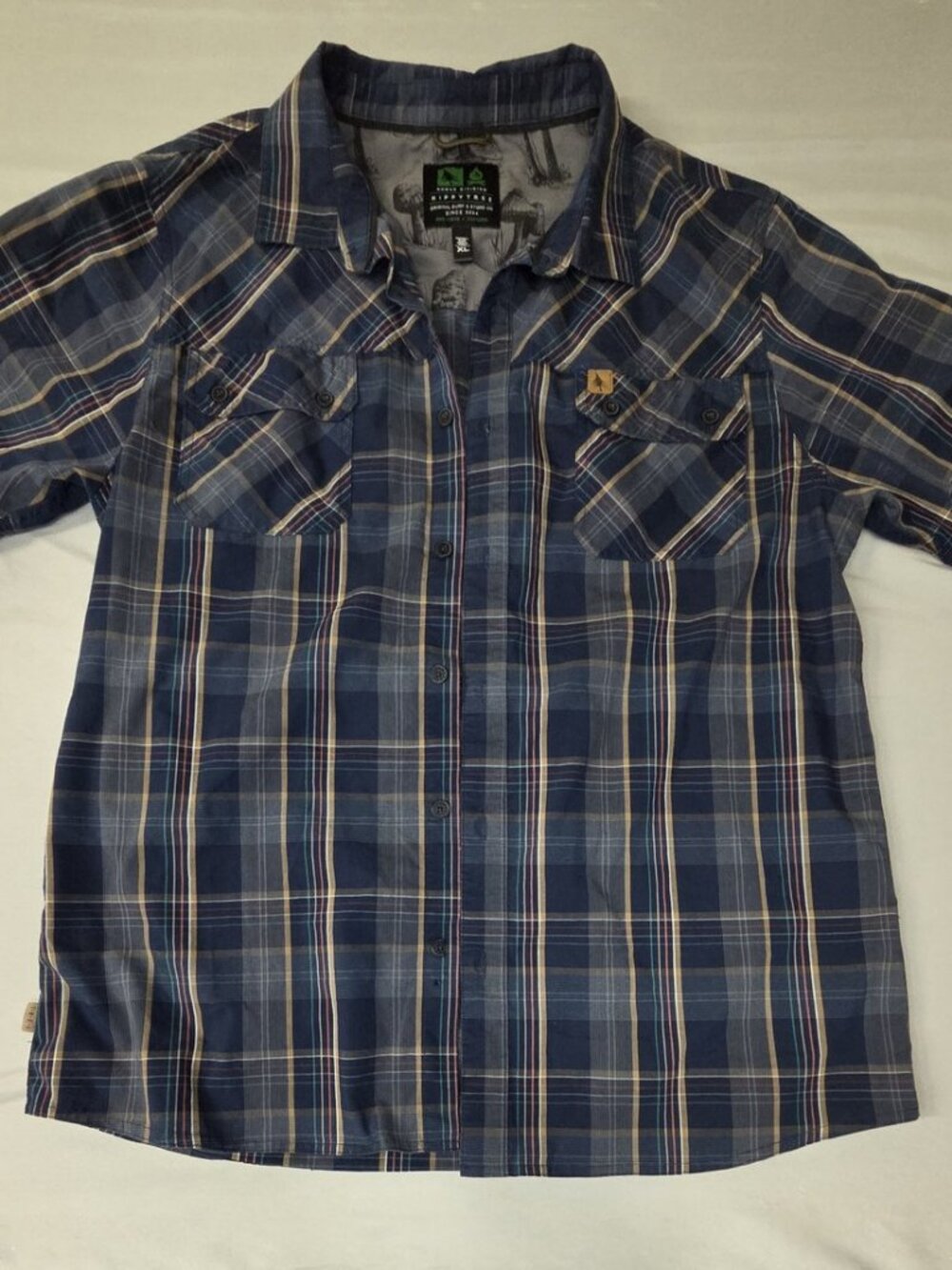 HippyTree Nomad XL Navy Slate Plaid Camp Shirt